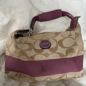 Tan & Purple Coach Hobo Bag